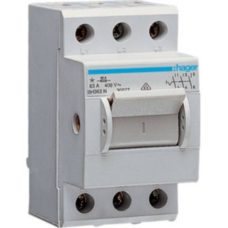 foto del prodotto interruttore principale grigio 3 poli 63 a 230 v ac, 400 v ac hager sh363n