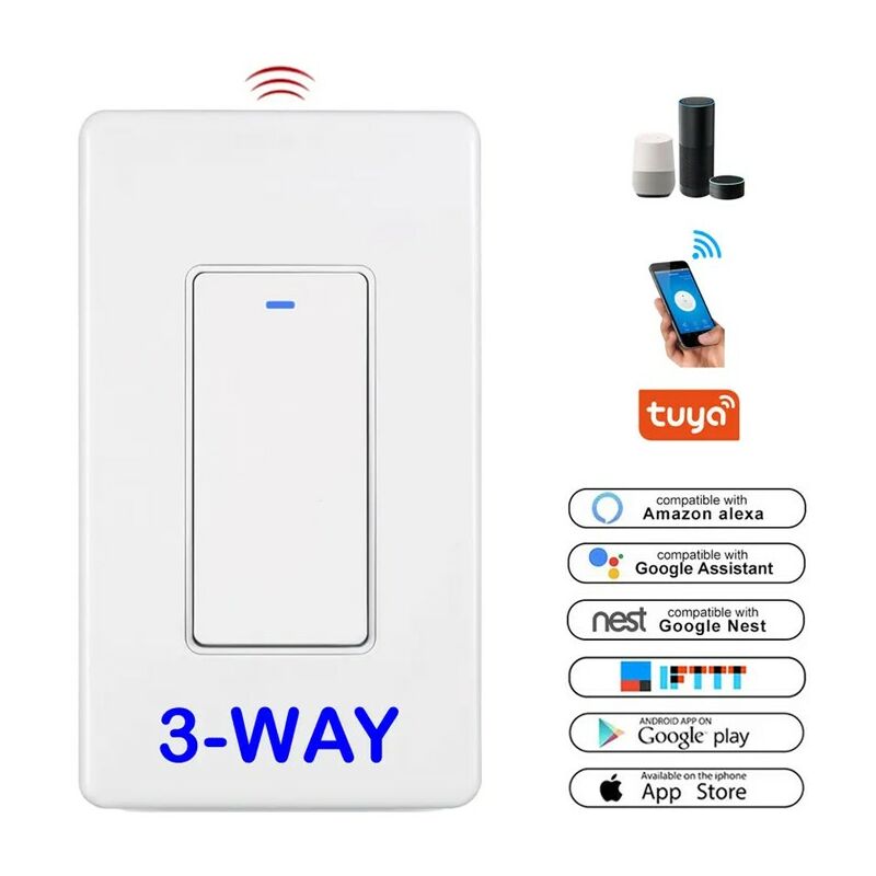 foto del prodotto interruttore push smart wifi a 3 vie us 100 120v tuya