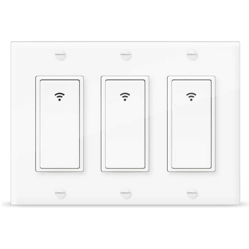 foto del prodotto interruttore push smart wifi e bluetooth dimensione 3 pulsanti tuya