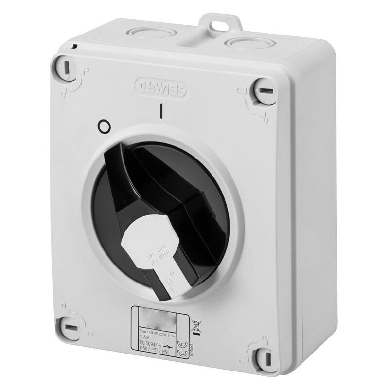 foto del prodotto interruttore rotativo gewiss hp 3x32a da parete ip65 gw70405p
