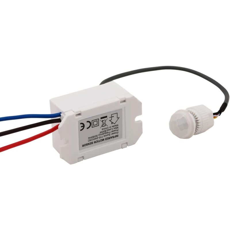 foto del prodotto interruttore sensore a infrarossi da 1 pezzo, mini rilevatore di movimento a infrarossi per installazione interna, sensore di movimento integrato 220