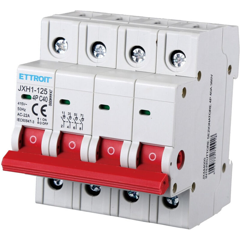 foto del prodotto interruttore sezionatore 4p 40a 415vac guida din jxh1-125-4p-40a