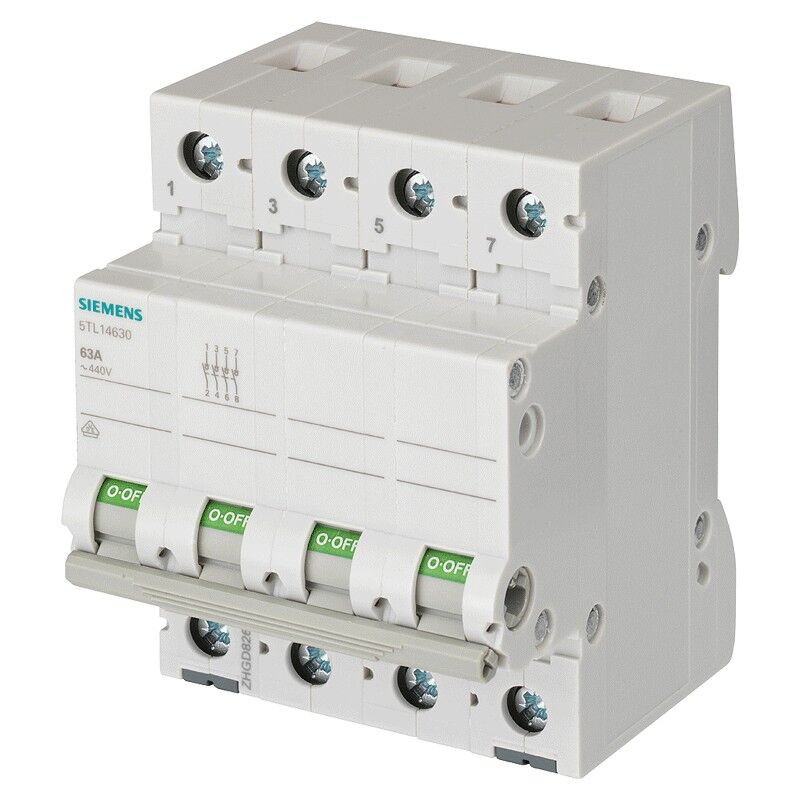 foto del prodotto interruttore sezionatore off siemens 63a 4 poli 440vca 5tl14630