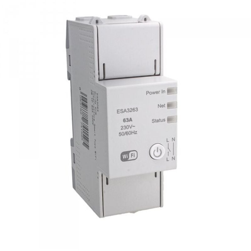 foto del prodotto interruttore smart tuya wifi 1p n 2m 63a ac 230v ip20 iec60947