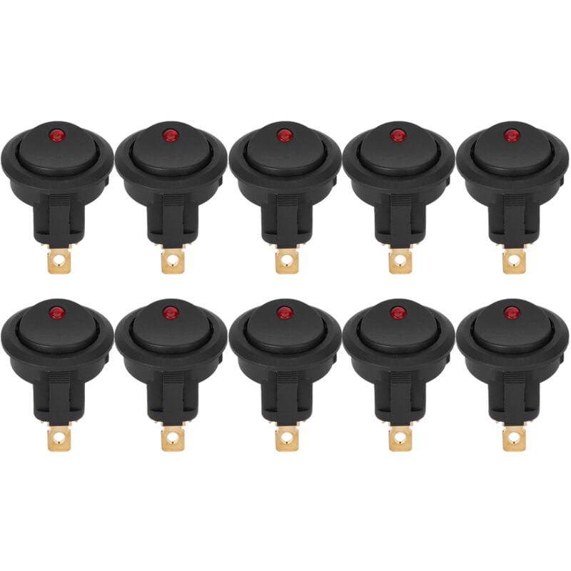 foto del prodotto interruttore spst impermeabile a bilanciere rotondo da 10 pezzi on off 12v faretto a led terminale argento a 3 pin eosnow