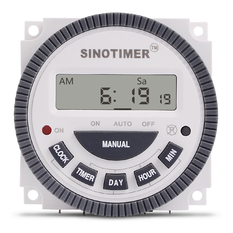 foto del prodotto interruttore temporizzato digitale lcd tm619, programmabile settimanalmente, modello sottile, 16 a, 1 no 1 nc tm619 3 220 v 
