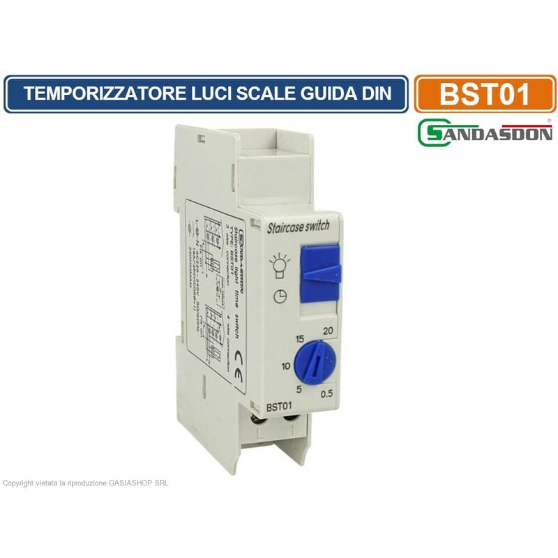 foto del prodotto interruttore temporizzatore luci scale elettronico 1m montaggio su barra din 16a