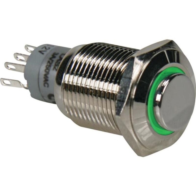 foto del prodotto interruttore tondo alto in metallo spdt 1no 1nc anello verde