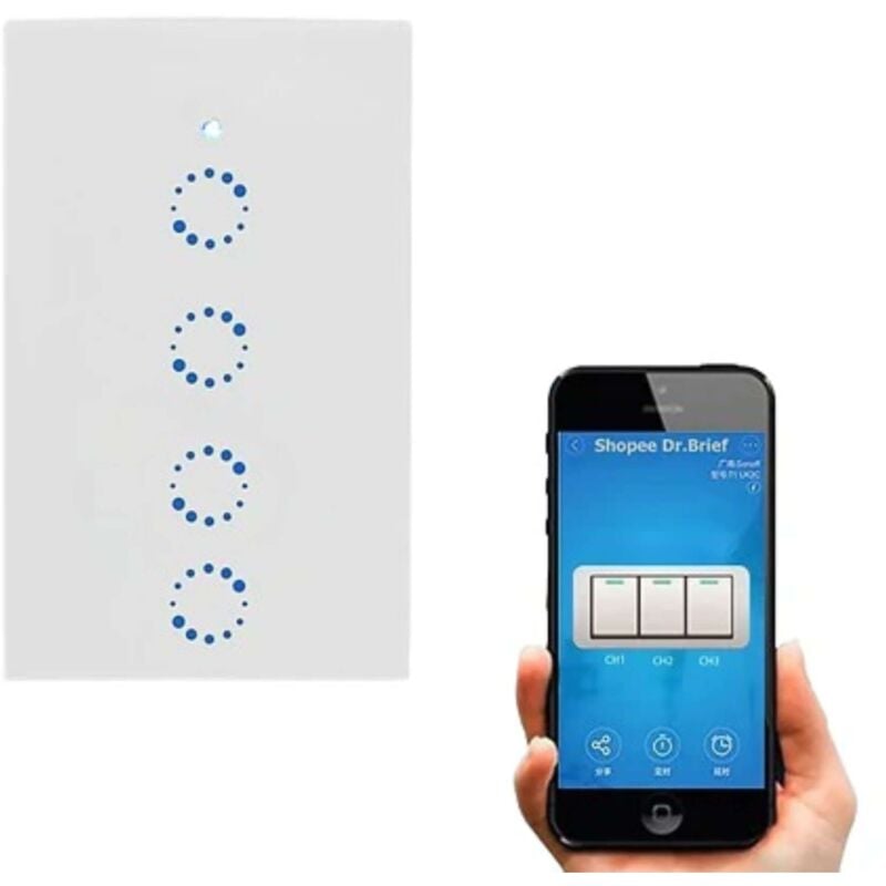 foto del prodotto interruttore touch intelligente 4 linee wifi wireless smartphone