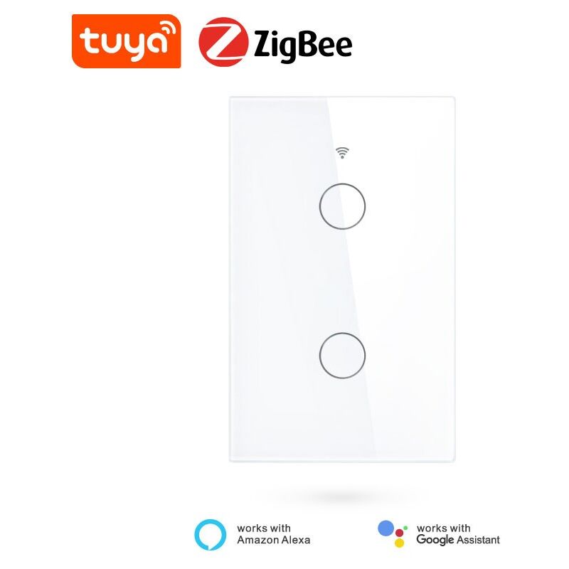foto del prodotto interruttore touch smart zigbee 3.0 dimensione 2 pulsanti tuya