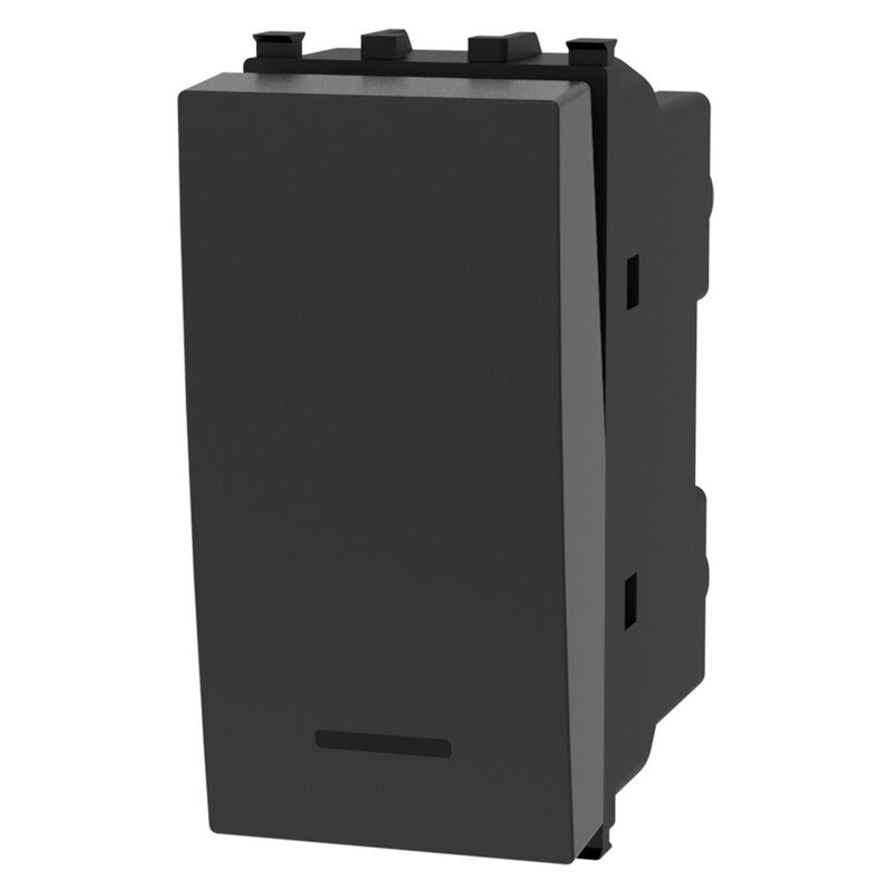 foto del prodotto interruttore unipolare 16ax nero compatibile anche con vimar plana