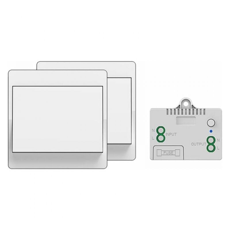 foto del prodotto interruttore wireless autoalimentato, telecomando wireless per luci ed elettrodomestici, impermeabile e sicuro, installabile direttamente da 1 a 2 
