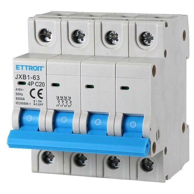 foto del prodotto interruttori megnetotermici barra din 4 mod 4p 415v curva c 4,5ka 20 ettroit