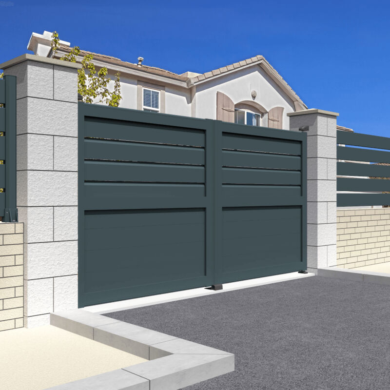 foto del prodotto intersun cancello a battente misto l 3000 x a 1781 mm grigio antracite 