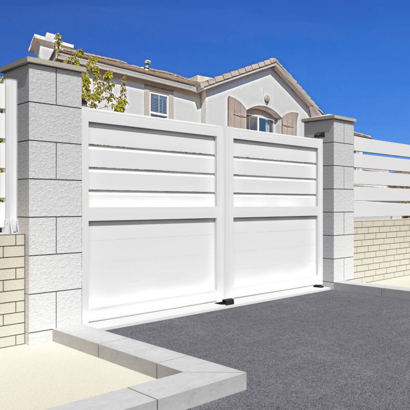 foto del prodotto intersun cancello a battente misto l 3500 x a 1781 mm bianco 