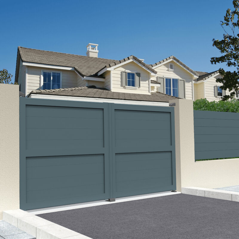 foto del prodotto intersun cancello a battente pieno l 3000 x a 1907 mm grigio antracite 