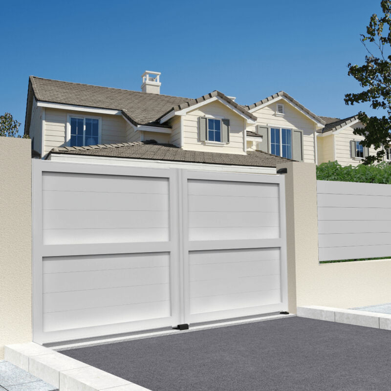 foto del prodotto intersun - cancello a battente pieno l 3500 x a 1606 mm (bianco)