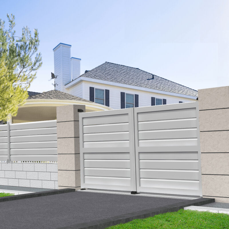 foto del prodotto intersun - cancello a battente privacy l 3000 x a 1730 mm (bianco)