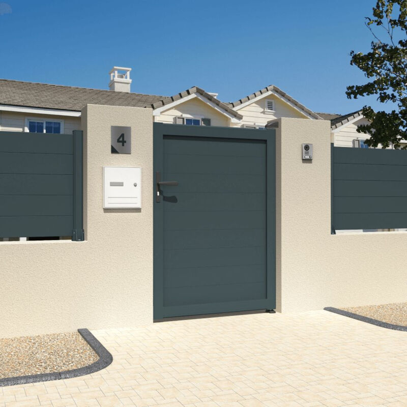 foto del prodotto intersun cancello pedonale pieno l 1000 x a 1564 mm grigio antracite 