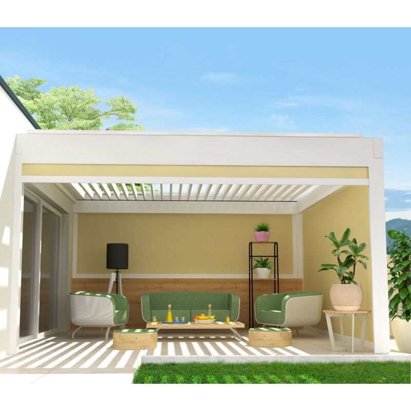foto del prodotto intersun chiusura a cassonetto per pergola spinelle e hylia 4,50x2,50 m motorizzato a telecomando bianco beige chiaro 