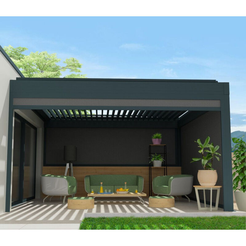 foto del prodotto intersun chiusura a cassonetto per pergola spinelle e hylia 5,00x2,50 m motorizzato a telecomando grigio antracite grigio 
