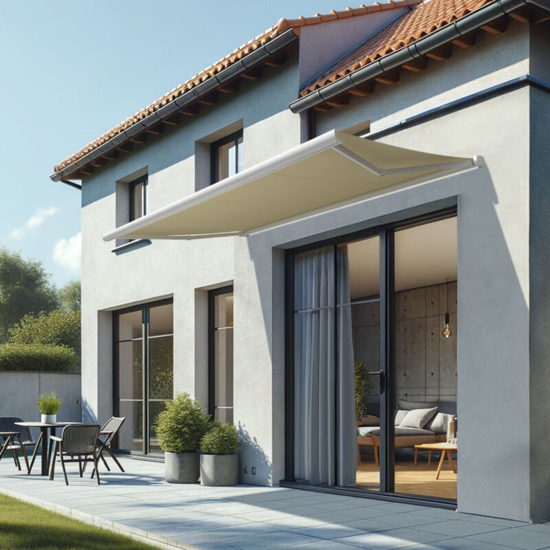 foto del prodotto intersun tenda da sole a cassonetto integrale cinabre 3,00x2,00 m manuale bianco beige chiaro 