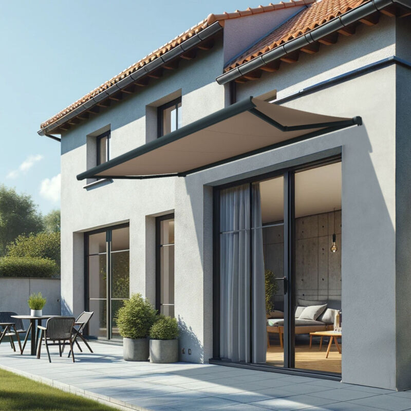 foto del prodotto intersun tenda da sole a cassonetto integrale cinabre 3,00x2,00 m motorizzato a telecomando grigio antracite talpa 