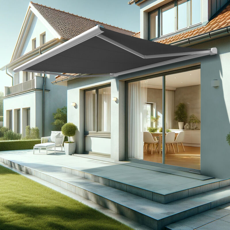 foto del prodotto intersun tenda da sole a cassonetto integrale hevoa 4,05x3,50 m manuale bianco grigio 