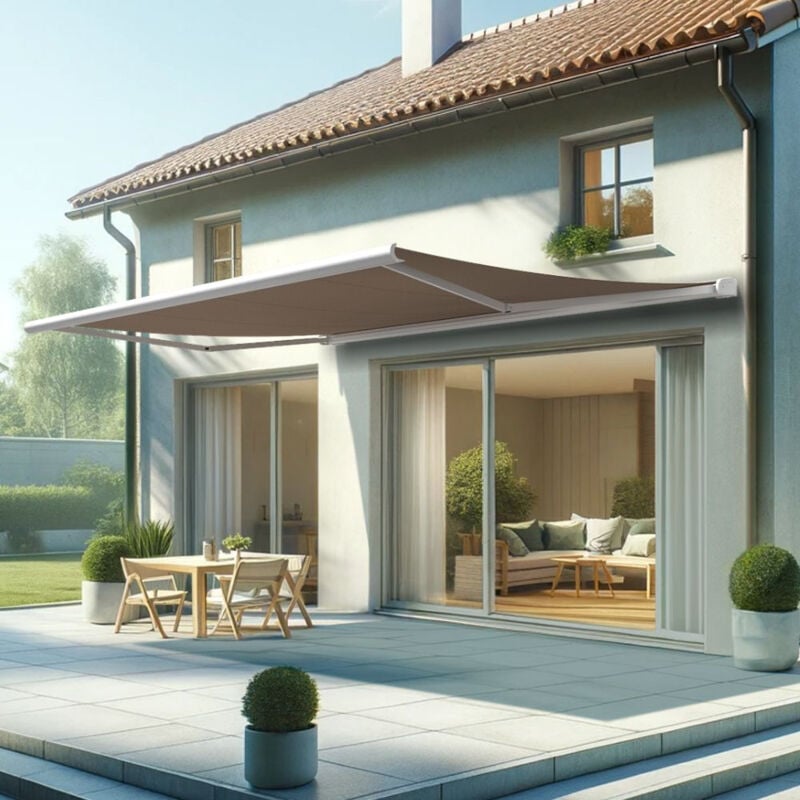 foto del prodotto intersun tenda da sole a cassonetto integrale hevoa 5,00x3,50 m manuale bianco talpa 