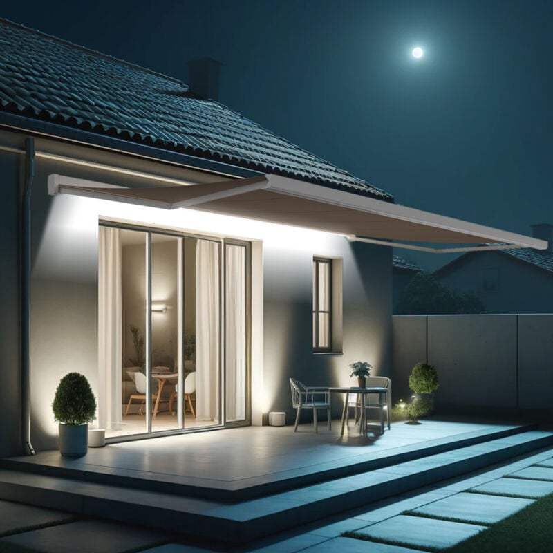 foto del prodotto intersun tenda da sole a cassonetto integrale soa 6,00x3,50 m telecomando con manovra di emergenza led bianco talpa 