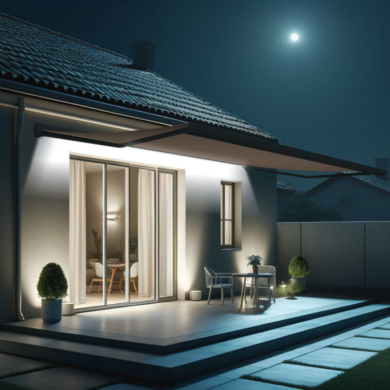 foto del prodotto intersun tenda da sole a cassonetto integrale soa 6,00x3,50 m telecomando con manovra di emergenza led grigio antracite talpa 