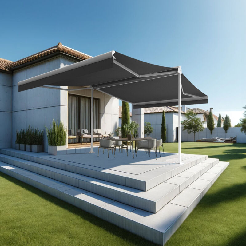 foto del prodotto intersun tenda da sole a doppia pendenza enargite 4,00x2x3,00 m manuale bianco grigio 