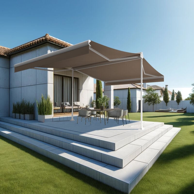foto del prodotto intersun tenda da sole a doppia pendenza enargite 4,00x2x3,00 m manuale bianco talpa 