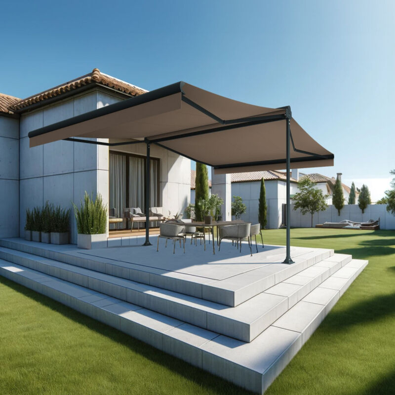 foto del prodotto intersun - tenda da sole a doppia pendenza enargite 4,00x2x3,00 m (manuale - grigio antracite - talpa)