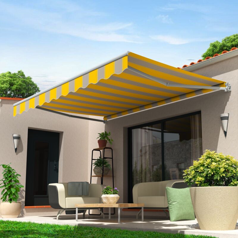 foto del prodotto intersun tenda da sole loggia saphir 4,00x2,50 m mantovana manuale grigio antracite giallo grigio dhr09 