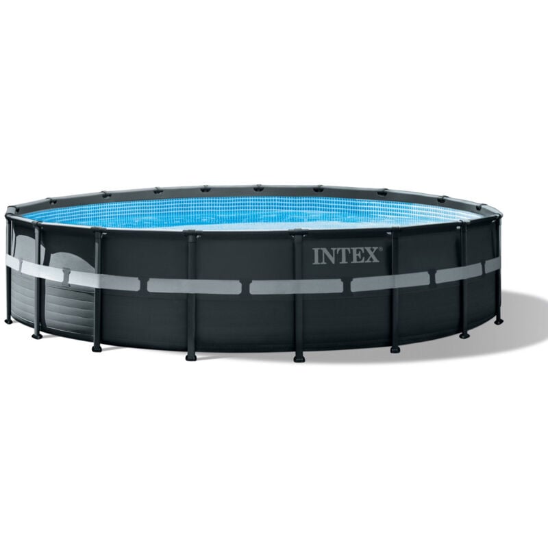 foto del prodotto intex 26330np piscina fuori terra ultra xtr frame rotonda, pompa filtro 7900 l h, scaletta, telo base e copertura, 26423 l, acciaio e pvc, grigio,