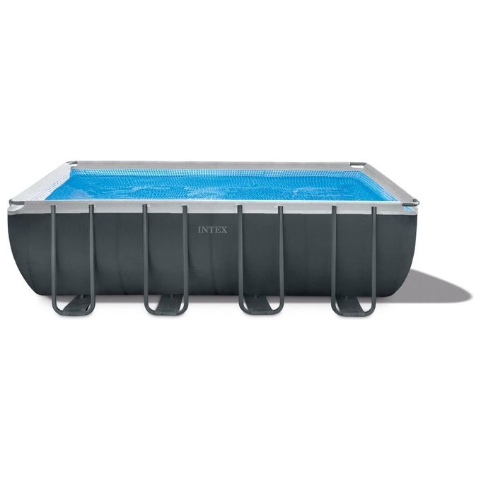 foto del prodotto intex 26356gn piscina fuori terra xtr frame rettangolare pompa filtro 5700 l h scaletta telo base e copertura 17203 l acciaio e pvc grigio 549x274x132 cm
