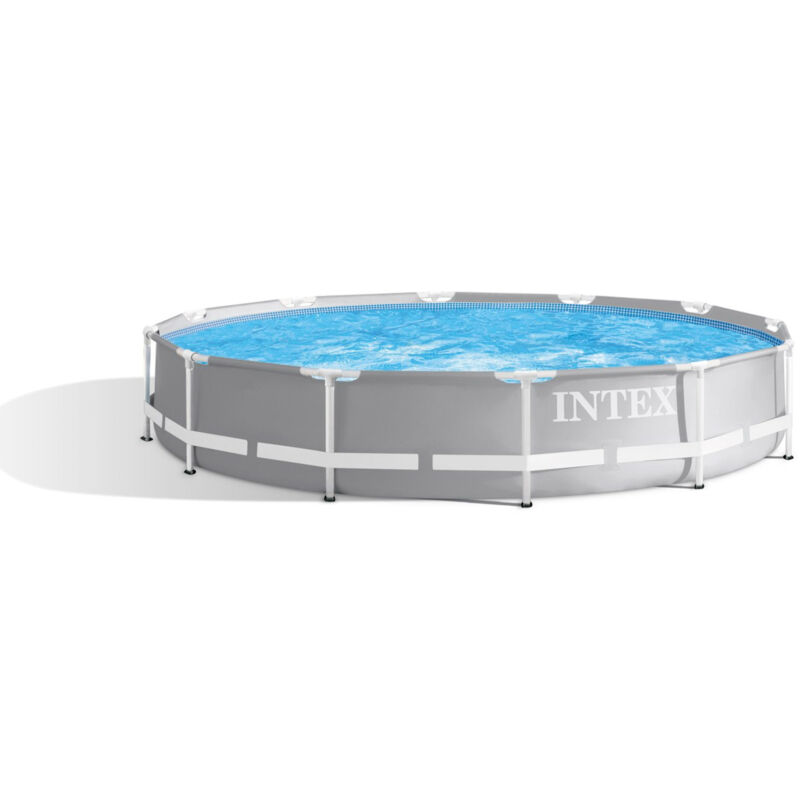 foto del prodotto intex 26712np piscina fuori terra prisma frame rotonda, pompa filtro 2006 l h, 6503 l, acciaio e pvc, grigio, 366x76 cm