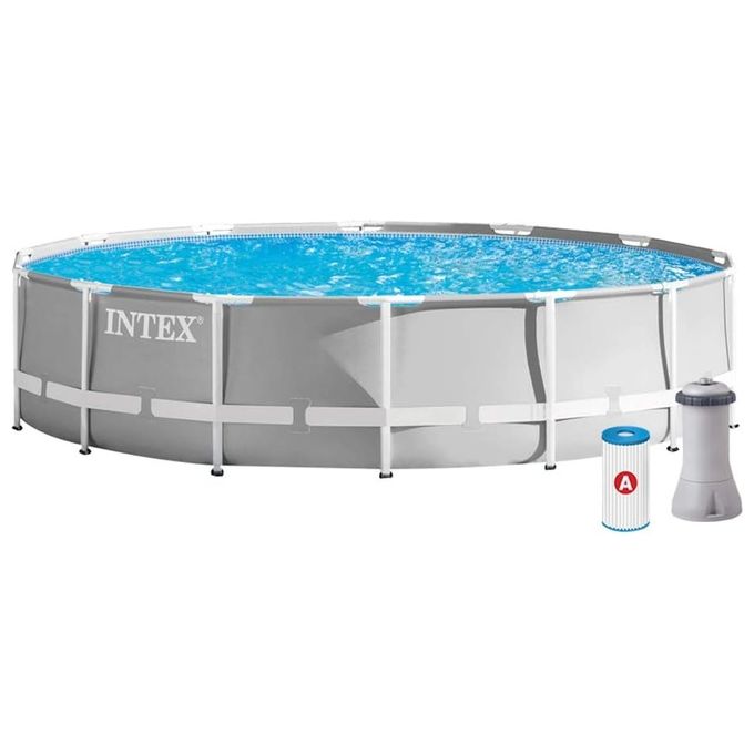 foto del prodotto intex 26720 piscina rotonda fuoriterra grigio 427x107 cm 427x107 cm con pompa filtro