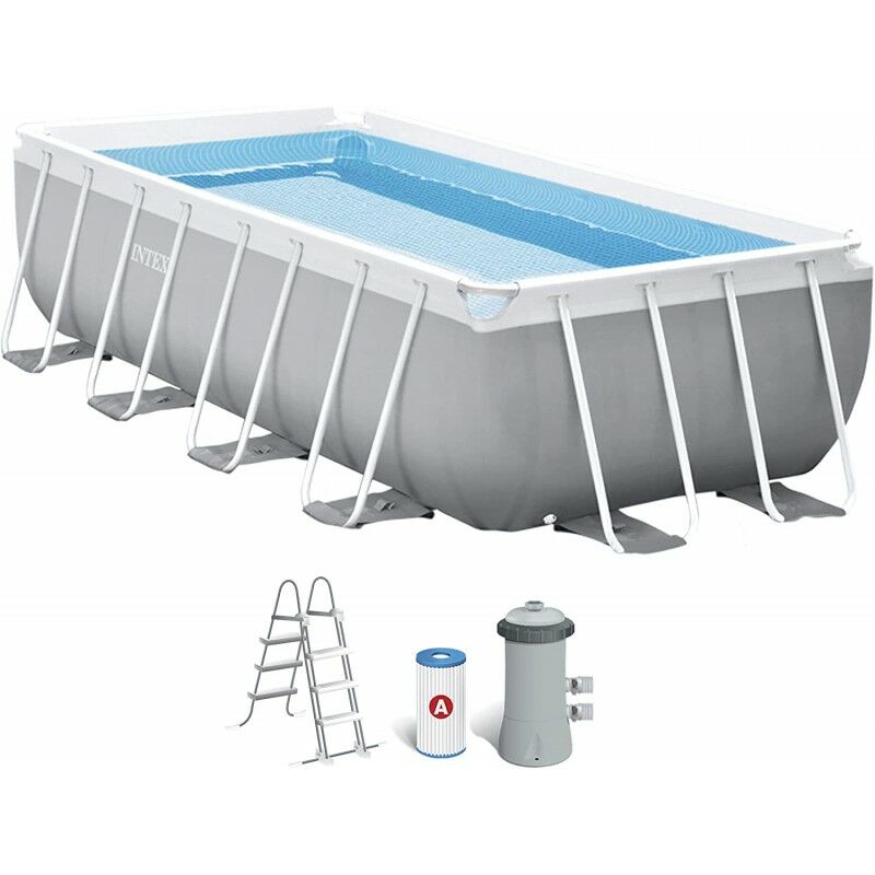 foto del prodotto intex 26788 piscina rettangolare, grigio, 6.836 litri, 400x200x100 cm