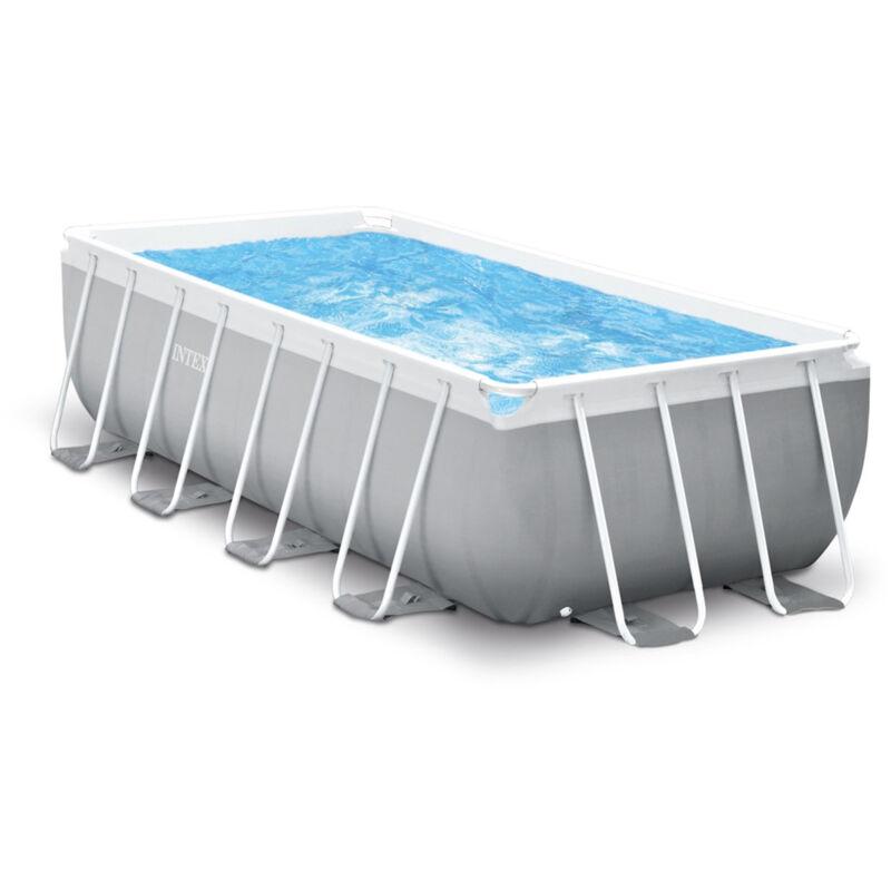 foto del prodotto intex 26790np piscina fuori terra prisma frame rettangolare, pompa filtro 2006 l h, scaletta, 8418 l, acciaio e pvc, grigio, 400x200x122 cm