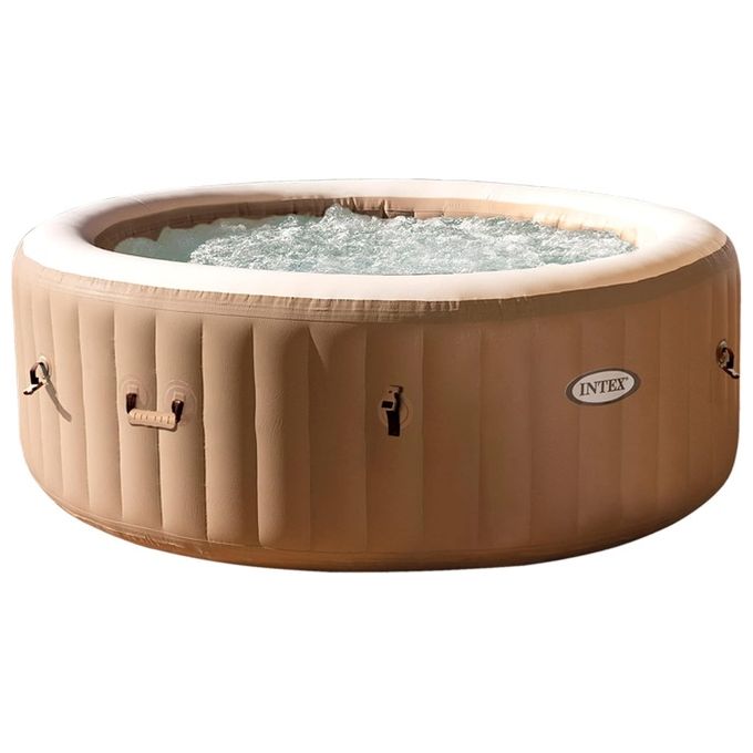 foto del prodotto intex 28426ex purespa vasca idromassaggio gonfiabile bubble massage 4 posti 120 getti riscaldatore pvc beige 196x71 cm con accessori 4 posti beige