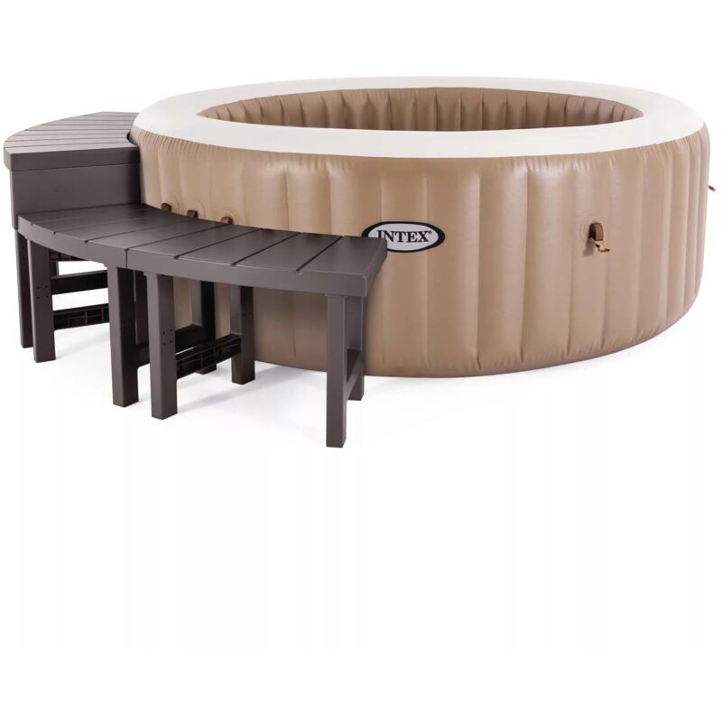 foto del prodotto intex 28515 panchina per purespa rotonda 4 posti, 2 pezzi medi 2 pezzi alti, plastica, marrone, 40 62 cm