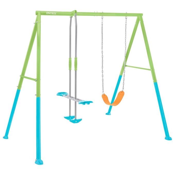 foto del prodotto intex 44120 altalena swing set colorata seggiolino e dondolo 249x249x203 cm