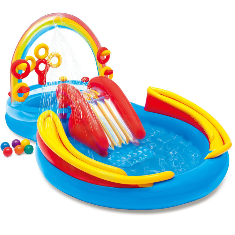 foto del prodotto intex 57453 piscina playground arcobaleno cm 297x193x135