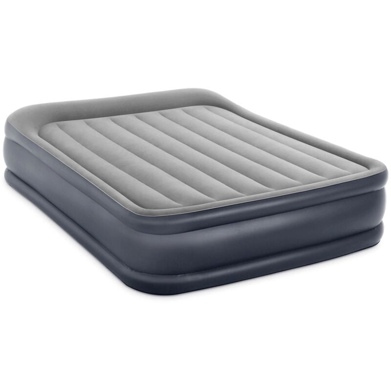 foto del prodotto intex 64136nd materasso gonfiabile dura beam pillow rest deluxe matrimoniale, bicolore, con pompa elettrica incorporata, pvc, grigio, 152x203x42