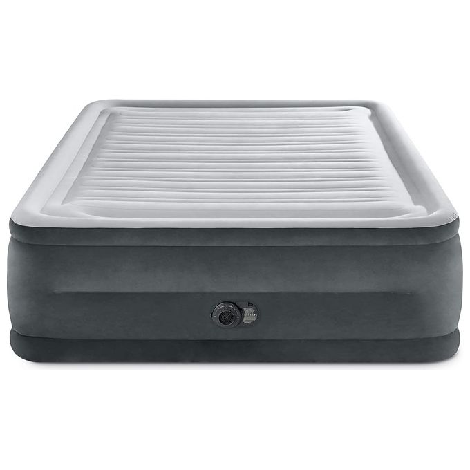foto del prodotto intex 64418nd materasso gonfiabile dura beam comfort plush hise rise matrimoniale, con pompa elettrica incorporata, pvc, grigio, 152x203x56 cm