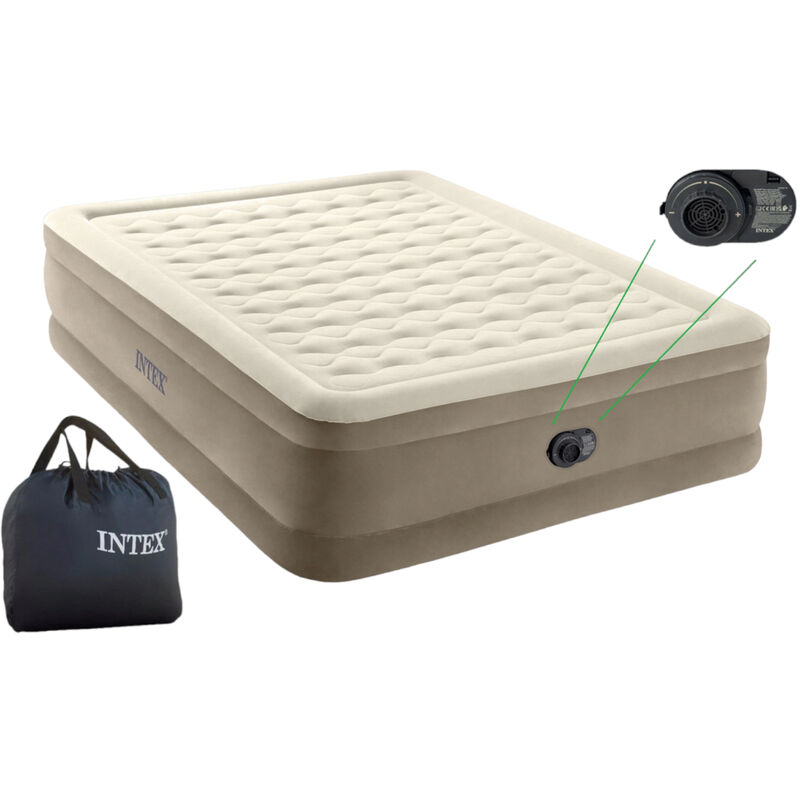 foto del prodotto intex 64428 materasso ultra plush fiber tech pompa elettrica 152x203x46cm