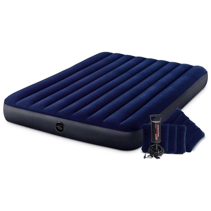 foto del prodotto intex 64765 materasso matrimoniale gonfiabile blu 152x203x25 cm 152x203x25cm con cuscini single