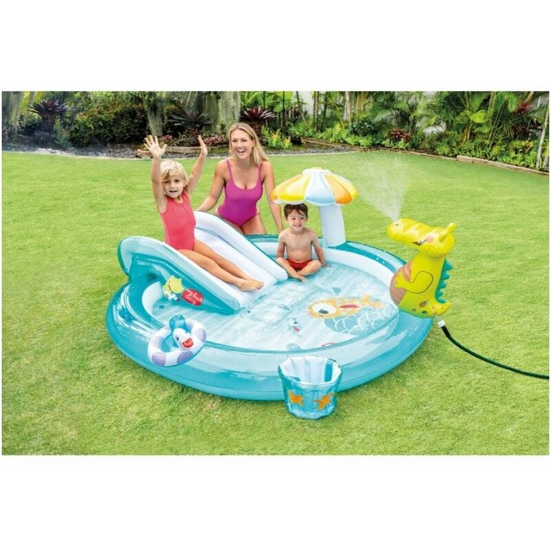 foto del prodotto intex piscina con scivolo alligatore per bambini gonfiabile gioco da giardino